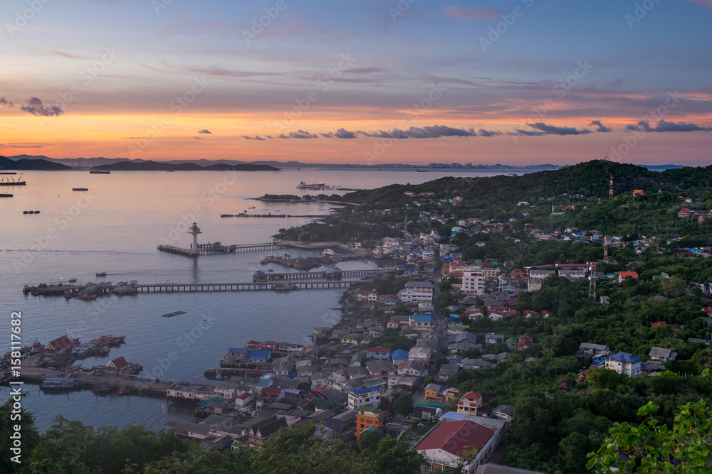 Beautiful sunrise at Sichang island, Pattaya, Chonburi, Thailand