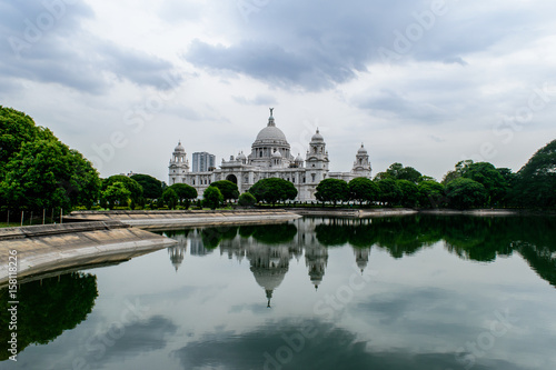 Beautiful Victoria Memorial, Kolkata , West Bengal, India, at the time of Sunset. A Historical Monument of Indian Architecture. Built to commemorate Queen Victoria's 25 years reign in India.