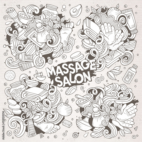 Vector set of Massage and Spa doodle designs © balabolka