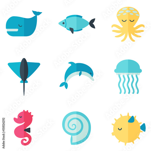 sea creatures set icon
