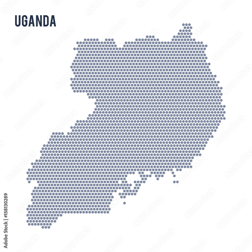 Vector hexagon map of Uganda on a white background