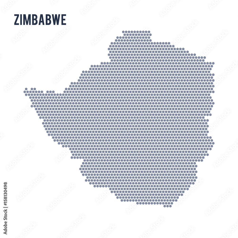 Vector hexagon map of Zimbabwe on a white background