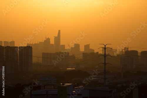 Photography View of downtown Kuala Lumpur during majestic sunset