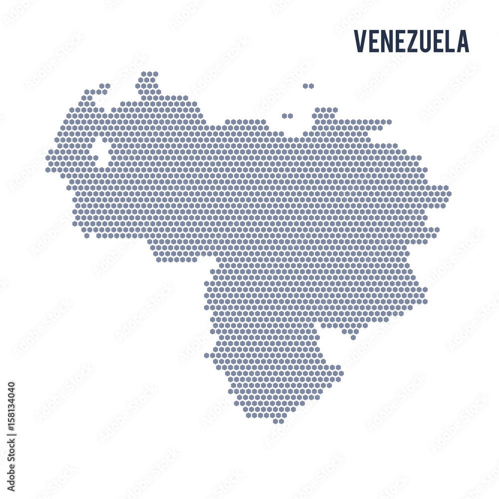 Vector hexagon map of Venezuela on a white background