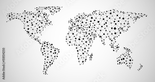 Abstract global social communications world map.