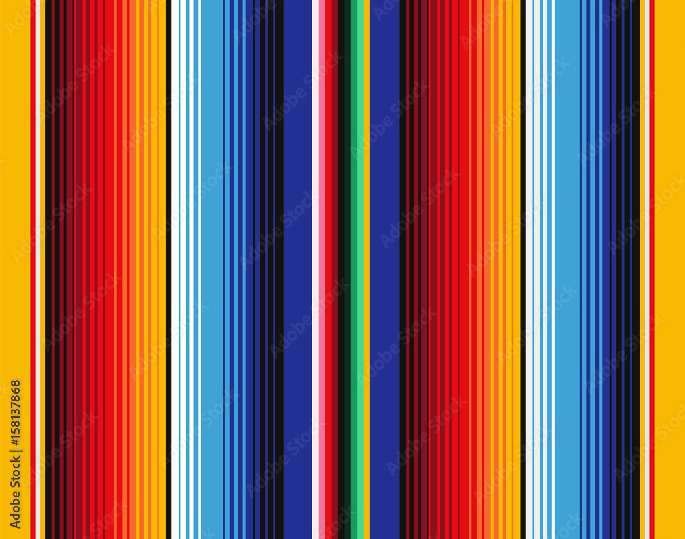 Mexican Blanket Stripes Seamless Vector Pattern. Background for Cinco