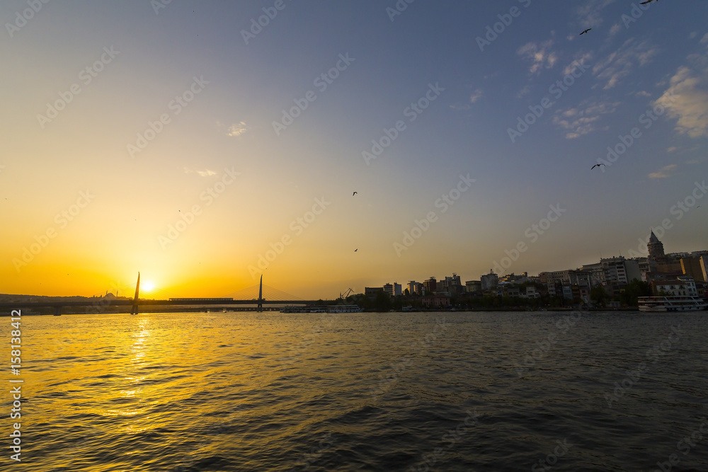 Istanbul in summer over golden horn Turkey 