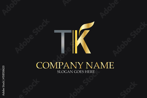 TK Letter Logo Design in Golden and Metal Color photo