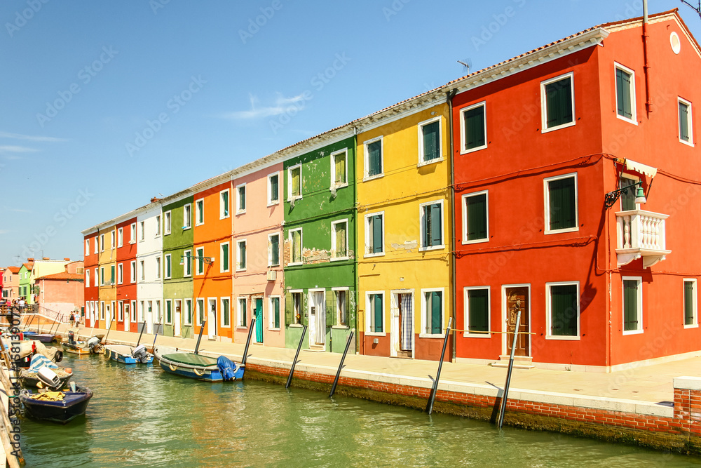 Colorful houses on Burano island, Venice Italy.