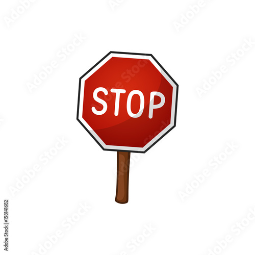 Road sign stop, vector illustration, cartoon illustration