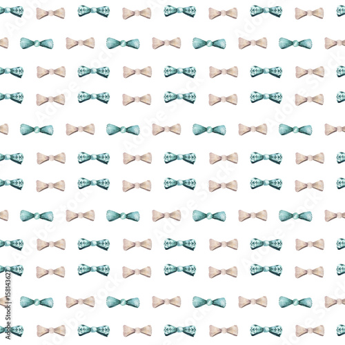 bow tie repeating pattern. Watercolor background with seamless i