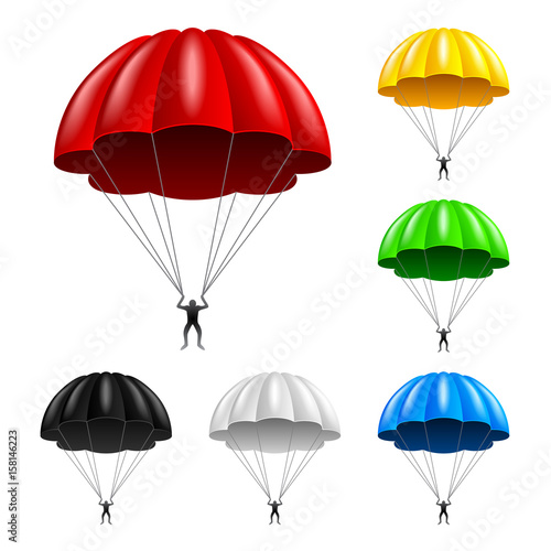 Flying parachute isolated on white vector