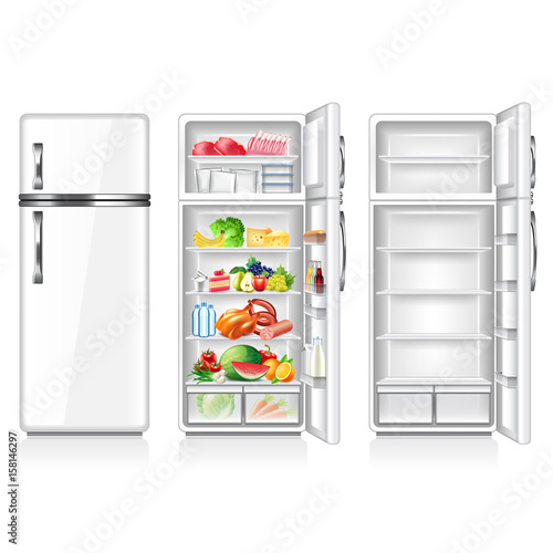 Fototapeta Full and empty fridge isolated on white vector