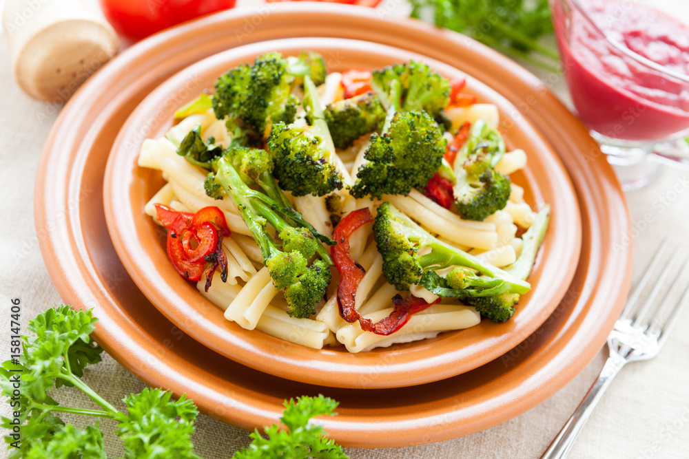 Pasta with roasted vegetables broccoli and pepper Pasta with roasted vegetables broccoli and pepper