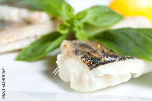 Pike Perch Fillet with Basil closeup