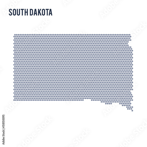 Vector hexagon map of State of South Dakota on a white background