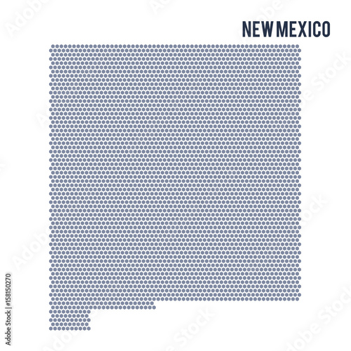 Vector hexagon map of State of New Mexico on a white background