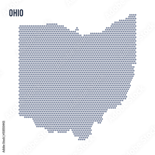 Vector hexagon map of State of Ohio on a white background