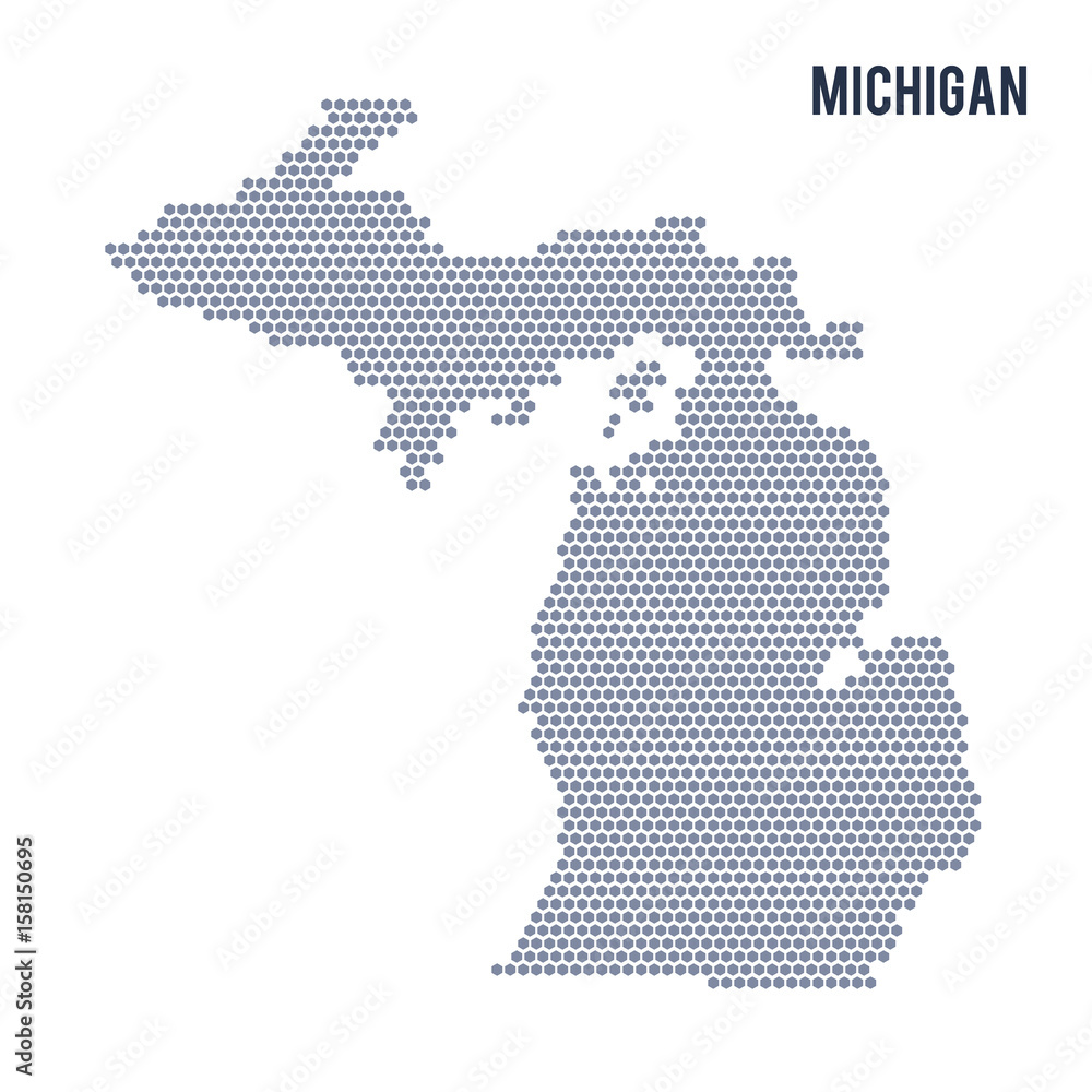 Obraz premium Vector hexagon map of State of Michigan on a white background