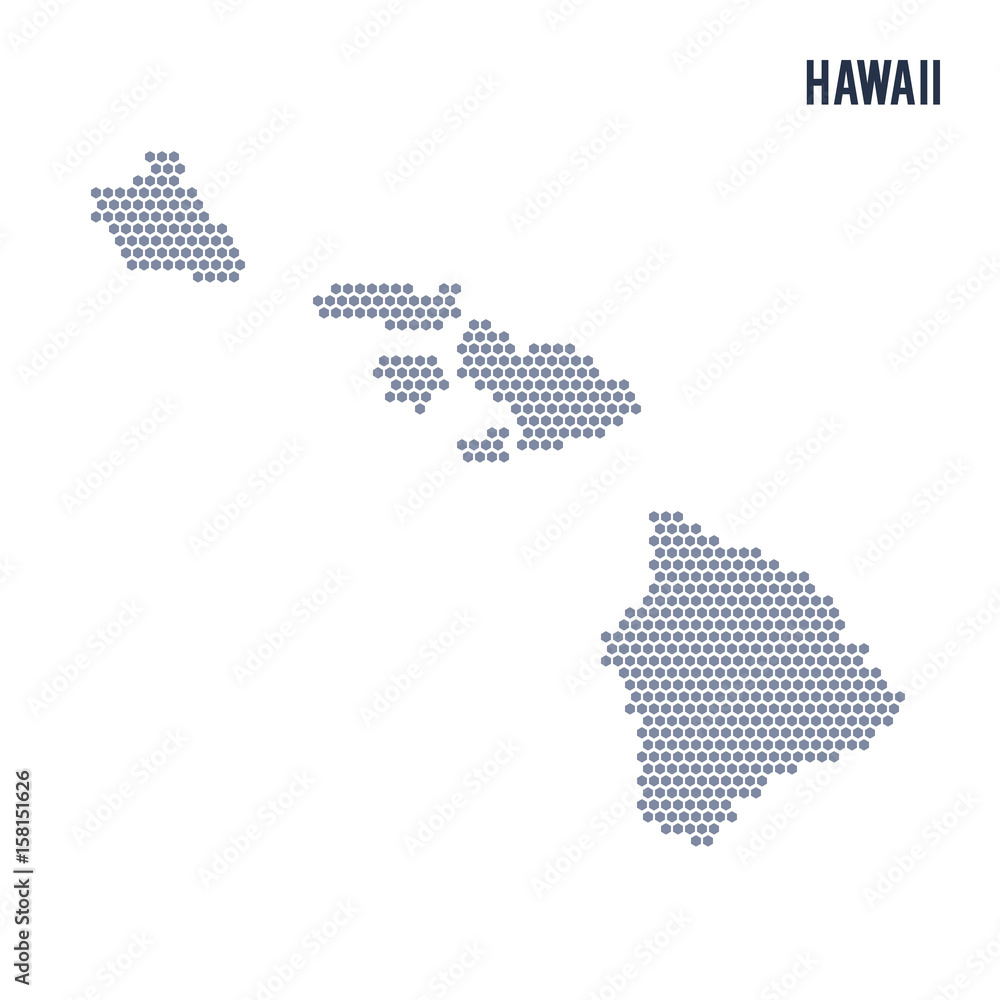 Vector hexagon map of State of Hawaii on a white background Stock ...