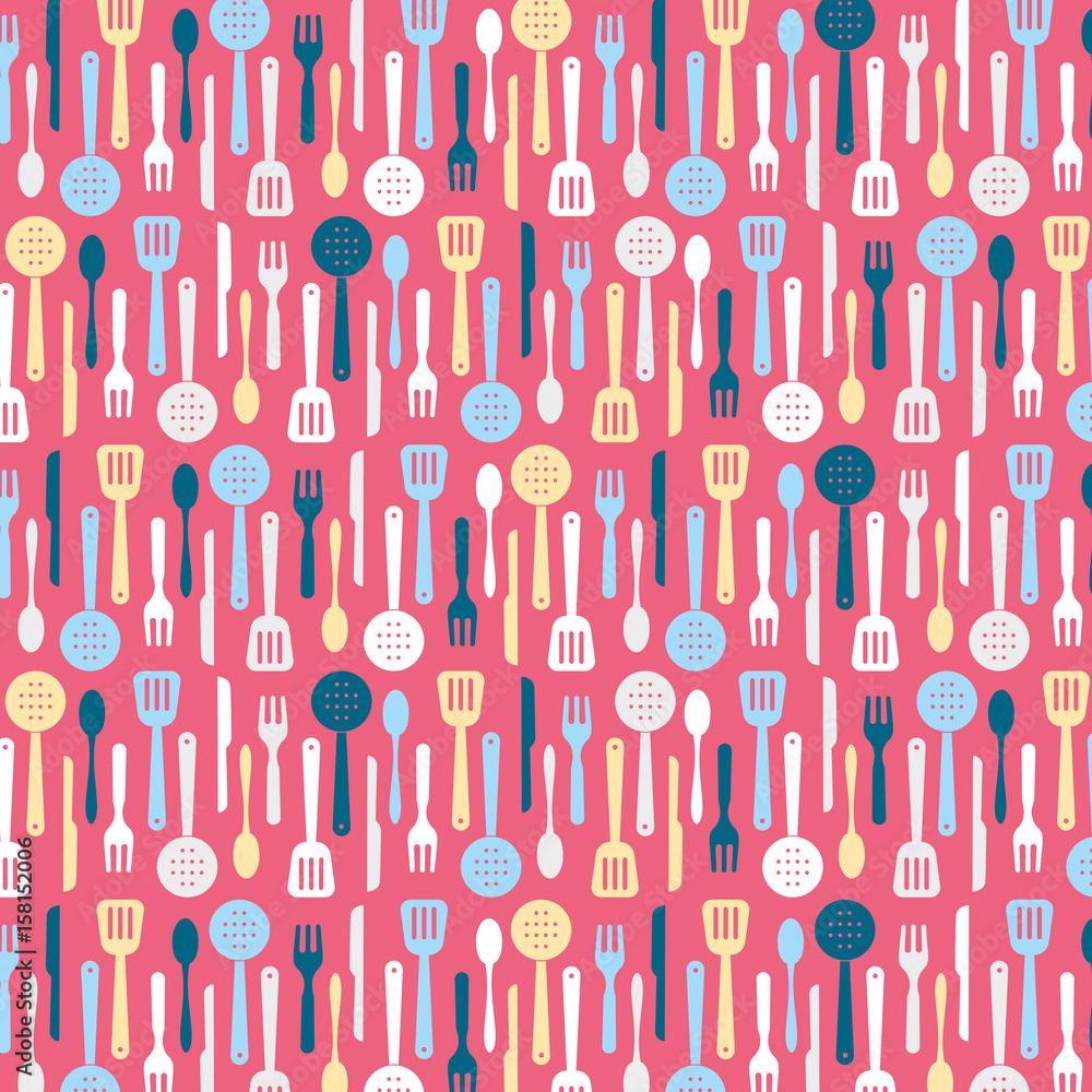 Cutlery and kitchen utensils pattern background illustration Cutlery and kitchen utensils pattern background illustration