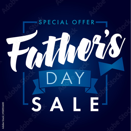 Father Day special offer SALE banner navy blue. Special offer Father`s Day sale promotion vector design