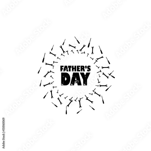 Happy fathers day card design with tools for repair