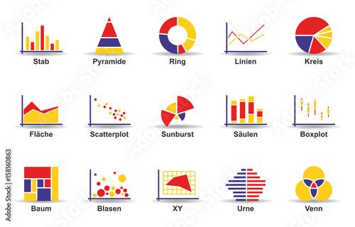 Diagramme Icons - Farbe (Beschriftung)