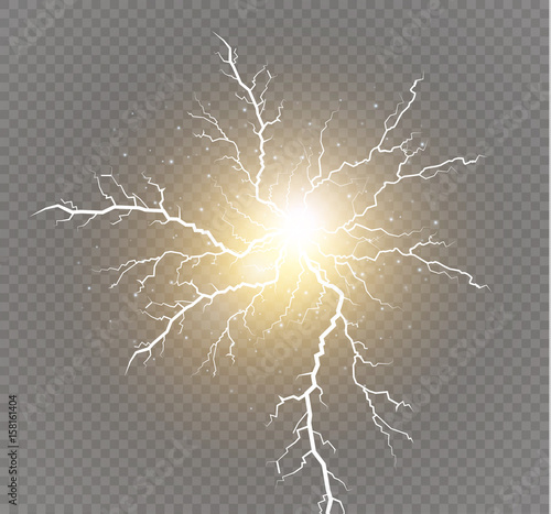 Set of lightnings. Magic and bright lighting effects.