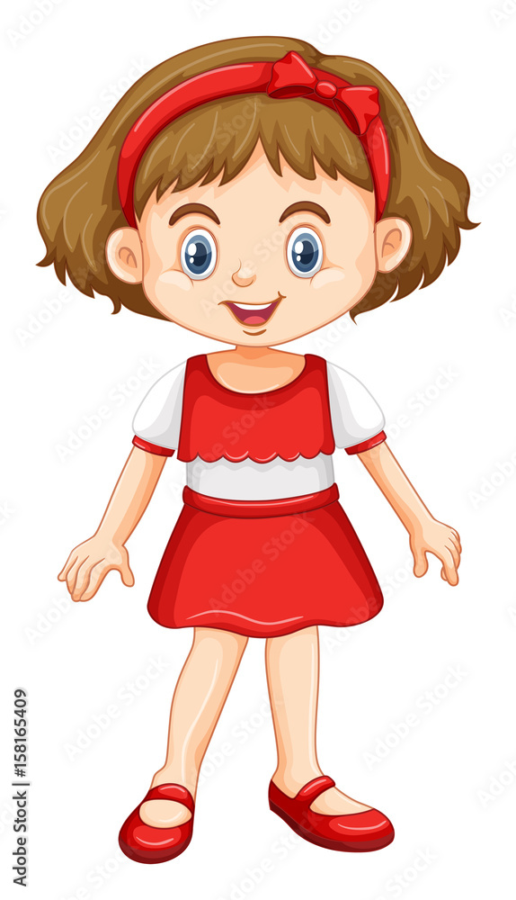 Little girl in red and white clothes