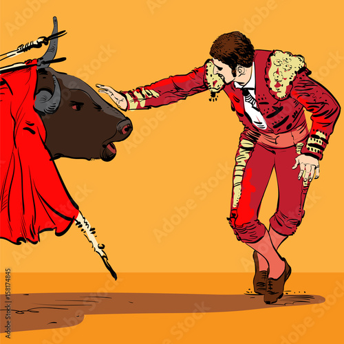 Illustration of a bull and a matador