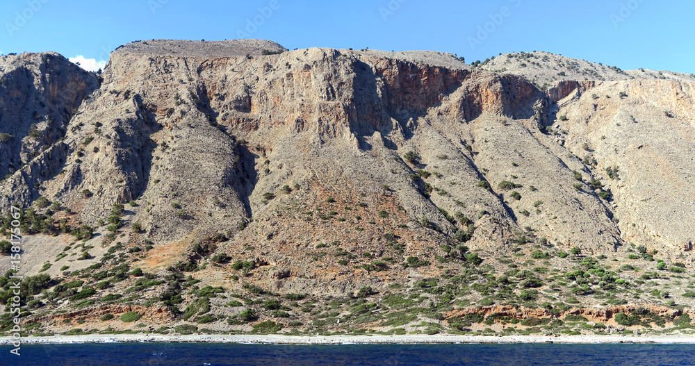 panoramic image of Crete (Greece) mountains of Libyan Sea side.
