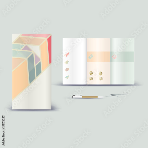 Corporate booklet promotion template with color elements. Vector company brichure business style for advertising, report or guideline. Stationery template with abstract pattern theme illustration. photo