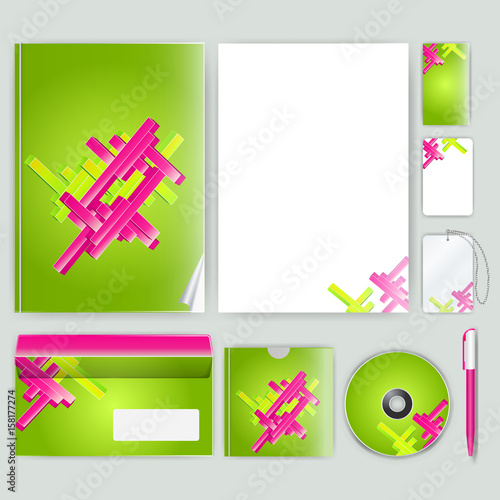 Corporate identity template with color elements. Vector company business style for brandbook, report and guideline. Stationery template with abstract pattern theme illustration. photo