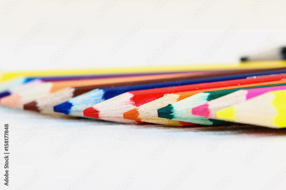 color pencil on white background with select focus