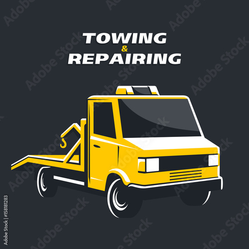 Yellow tow truck vector illustration