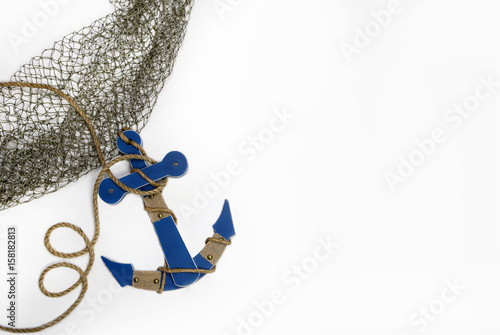 Anchor with rope and fishing net