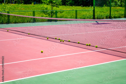 Tennis balls on the court