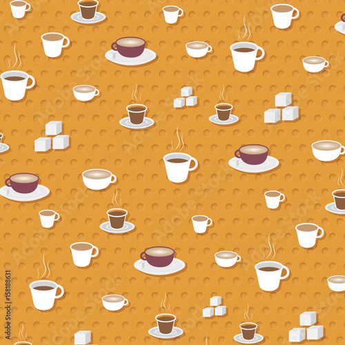Cup of Coffee Pattern  - Vector Illustration.