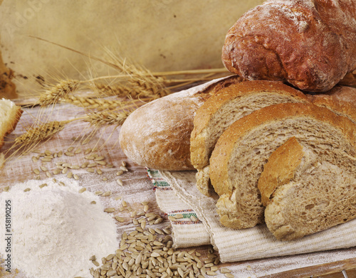 Rustic bread and flour