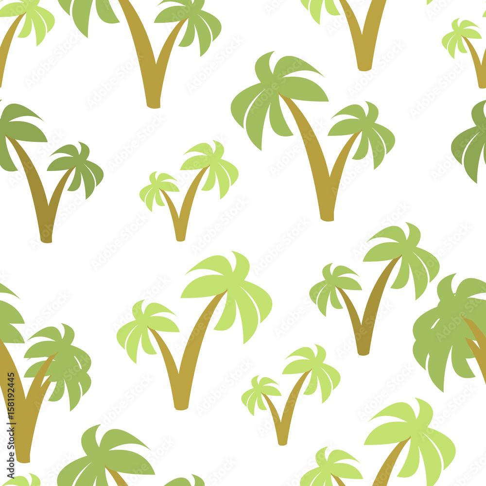Palm Trees Seamless Pattern Isolated in White Background. Palm Trees Seamless Pattern Isolated in White Background.