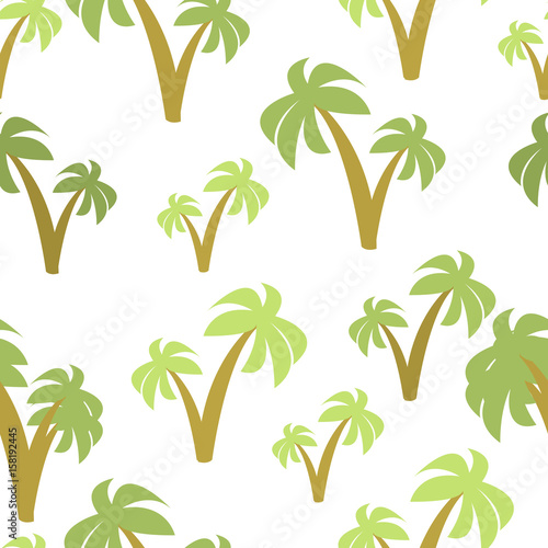 Fototapeta Naklejka Na Ścianę i Meble -  Palm Trees  Seamless Pattern Isolated in White Background.