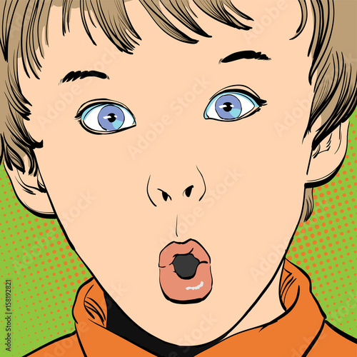 Funny cartoon wondering boy