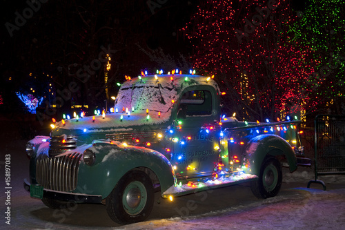 Christmas Lights on Old Chevy Truck