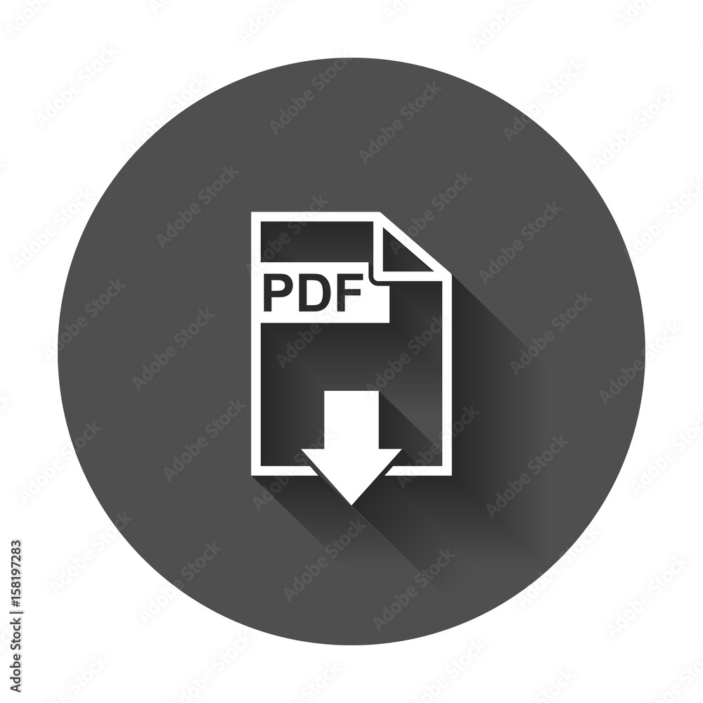 PDF download vector icon. Simple flat pictogram for business, marketing, internet concept. Vector illustration with long shadow. PDF download vector icon. Simple flat pictogram for business, marketing, internet concept. Vector illustration with long shadow.