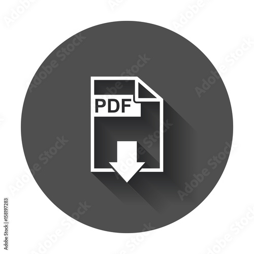 PDF download vector icon. Simple flat pictogram for business, marketing, internet concept. Vector illustration with long shadow.