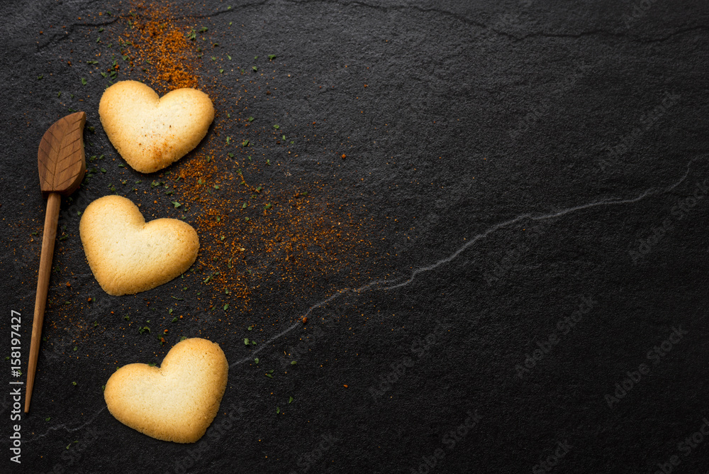 Obraz premium space background heart cookie on marble
