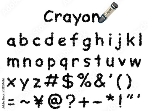 クレヨン手書きフォント　小文字と記号　黒