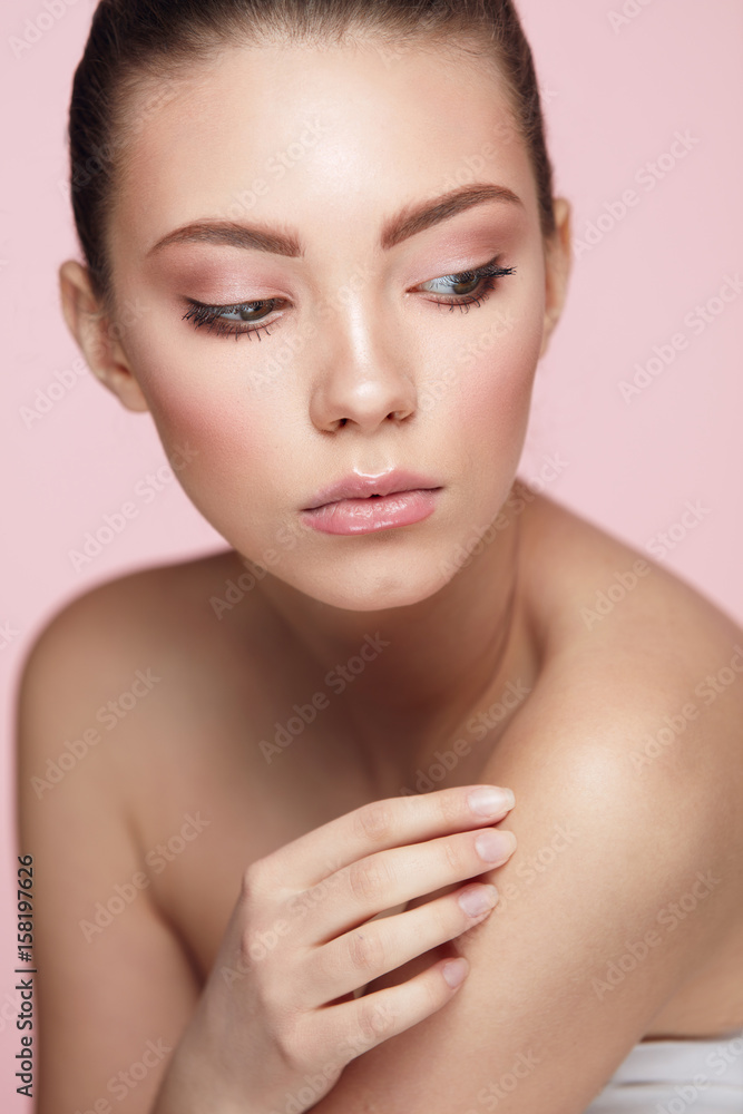 Beauty Woman Face. Close Up Beautiful Female Model With Makeup Beauty Woman Face. Close Up Beautiful Female Model With Makeup