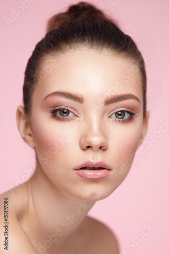 Fashion Beauty Face. Portrait Of Woman With Natural Makeup